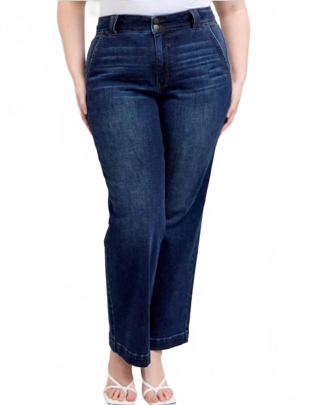 NEW JUDY BLUE women's high waist wide leg jeans in blue